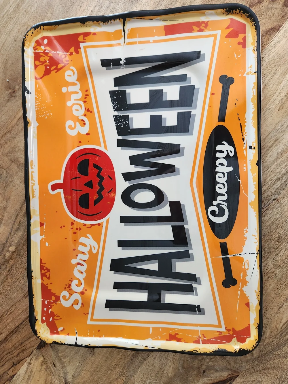 Halloween Distressed Retro Melamine Party Serving Tray - Scary, Eerie, Creepy